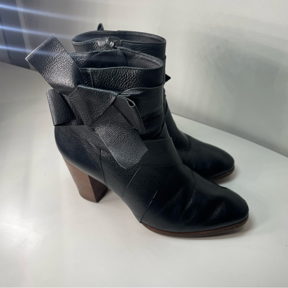 Kate Spade Black Ankle Boots with Bow Accent